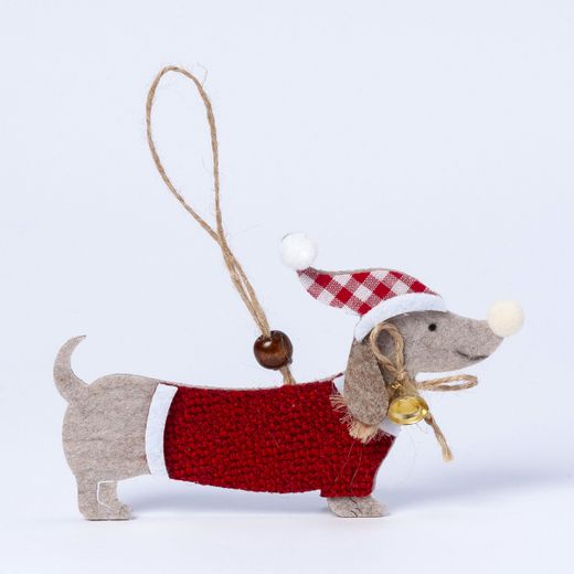 Colgante perro salchicha gorro papa noel, min.6