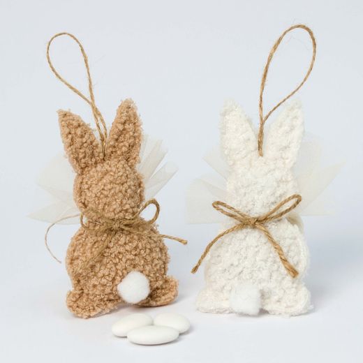 Conejitos colgante marfil/beige 3 peladillas choc 2 surt min 4