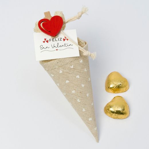 Cono Pinza corazón San Valentín 2cora-choc 6x5x16 cm.