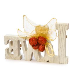 Decoración Love de madera con detalles rojos, y 4bombones