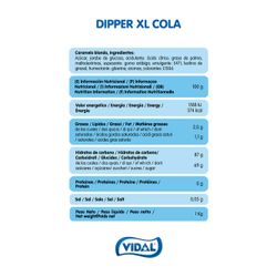 Dipper XL Cola di Vidal. Caramella gommosa al gusto di cola che si colora la lingua.
