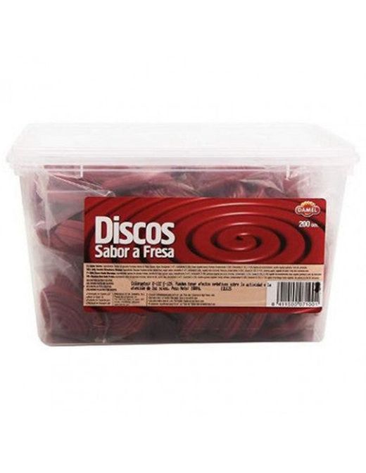Discos de regaliz de fresa Damel (200 unidades aproximadamente-1kg)