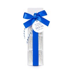 Estuche 3 napolitanas lazo azul tarjetita Comunión