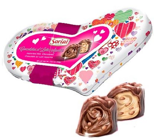 Scatola di latta scatola cuore cioccolatini Sorini