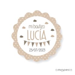 Etiq. adh. ondas beige topo blanco 1hj=24etiq. min.5
