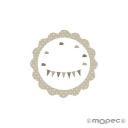 Etiq. adh. ondas beige topo blanco 1hj=24etiq. min.5