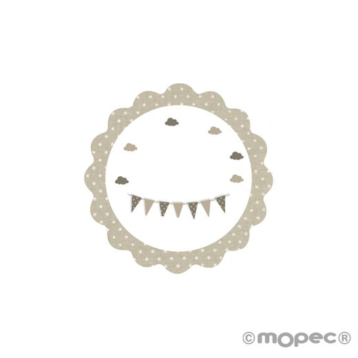 Etiq. adh. ondas beige topo blanco 1hj=24etiq. min.5