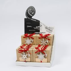 Expositor 20 cajas 2 napolitanas colgante fieltro copo nieve