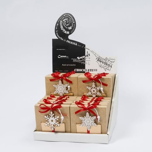 Expositor 20 cajas 2 napolitanas colgante fieltro copo nieve