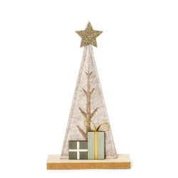 Figura árbol fieltro y base madera 26cm.