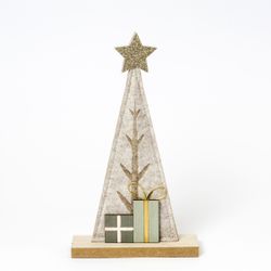 Figura árbol fieltro y base madera 26cm.