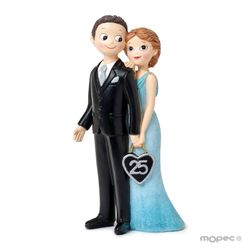 Figura boda aniversario 25años Pop&Fun (21cm) de Mopec. Figura de novios pastel bodas de plata