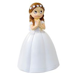 Figura comunión niña vestido largo y corona flores (16,5cm) de Mopec