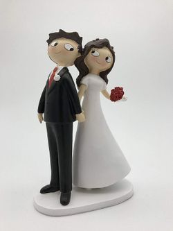 Figura Para Tarta Pareja de Novios Pelo Moreno de La Mano
