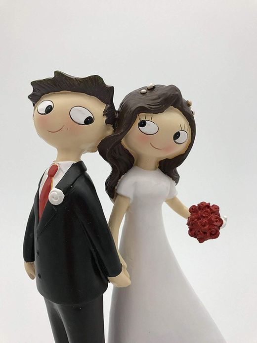 Figura Para Tarta Pareja de Novios Pelo Moreno de La Mano