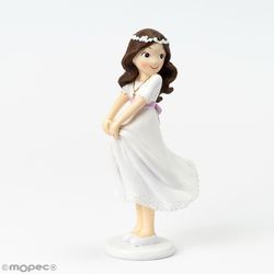 Figura pastel Comunión niña sujetando la falda (16cm) de Mopec