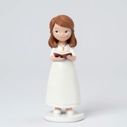 Figura pastel Comunión niña vestido blanco y biblia (13cm) de Mopec