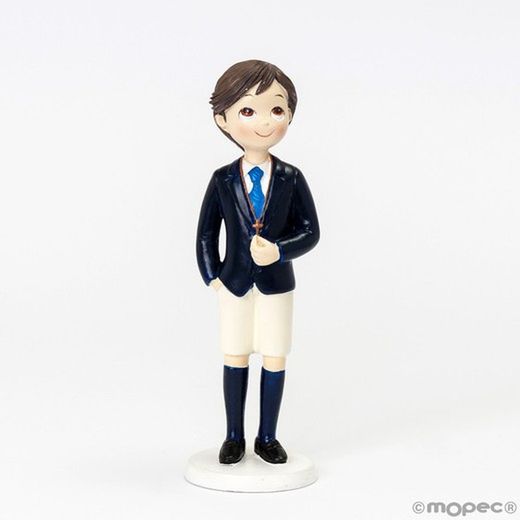 Figura pastel Comunión niño moreno pantalón corto (16cm) de Mopec