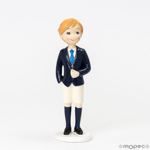 Figura pastel Comunión niño rubio pantalón corto (16cm) de Mopec