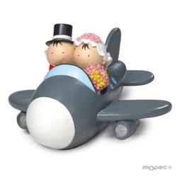 Figura pastel-hucha novios Pit&Pita avión (19cm) de Mopec