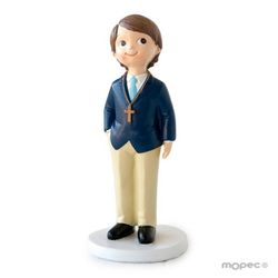 Figura pastel niño Comunión americana azul (16cms) de Mopec