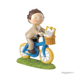 Figura pastel niño Comunión en bici (13,5cm) de Mopec