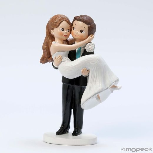 Figura pastel novia en brazos Pop&Fun (13,5 x 20cm) de Mopec