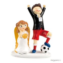 Figura pastel novios futbolista Pop & Fun (14,5x19,5 cm) de Mopec