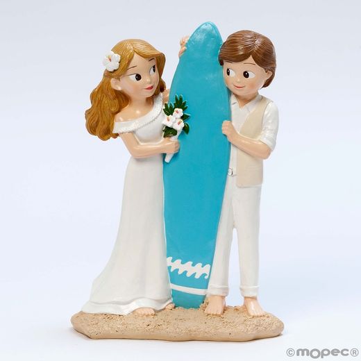 Figura pastel novios surferos (13,5 x 19cm) de Mopec