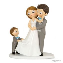 Figura pastel Pop & Fun novios con niño (21,5cm) de Mopec