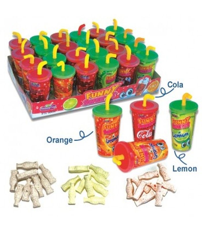 Vaso con Sidral Funny Sweets y Con Caña (24 unidades) de Sweet Toys 12 unidades