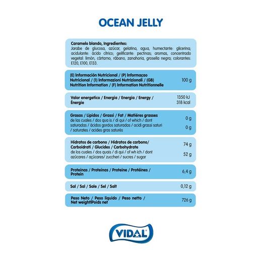 Gelatinas Ocean Jelly (66 unidades) de Vidal. Gelatina de animales marinos