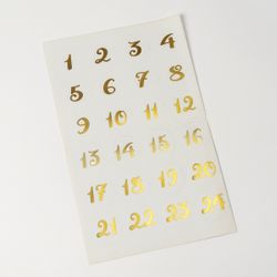 Hoja 24 adhesivos dorados Calendario Adviento