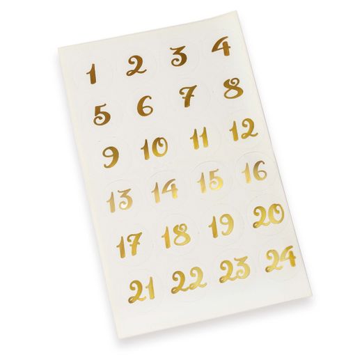 Hoja 24 adhesivos dorados Calendario Adviento