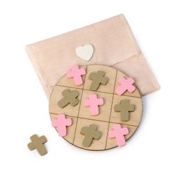 Juego 3 en raya de madera Cruz rosa y beige
