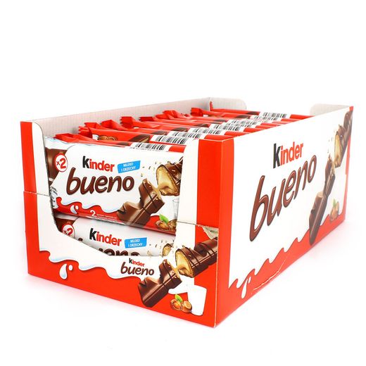 Kinder Bueno  (30 unidades). Barritas de Chocolate con Leche y Avellanas Ferrero