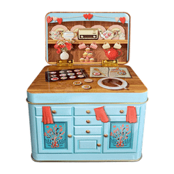 Lata bombones praliné leche 'Cocina antigua azul' 150g