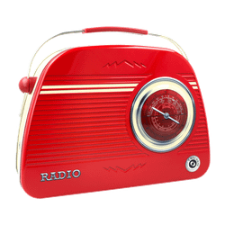 Lata bombones praliné leche 'Radio redonda' roja 300g