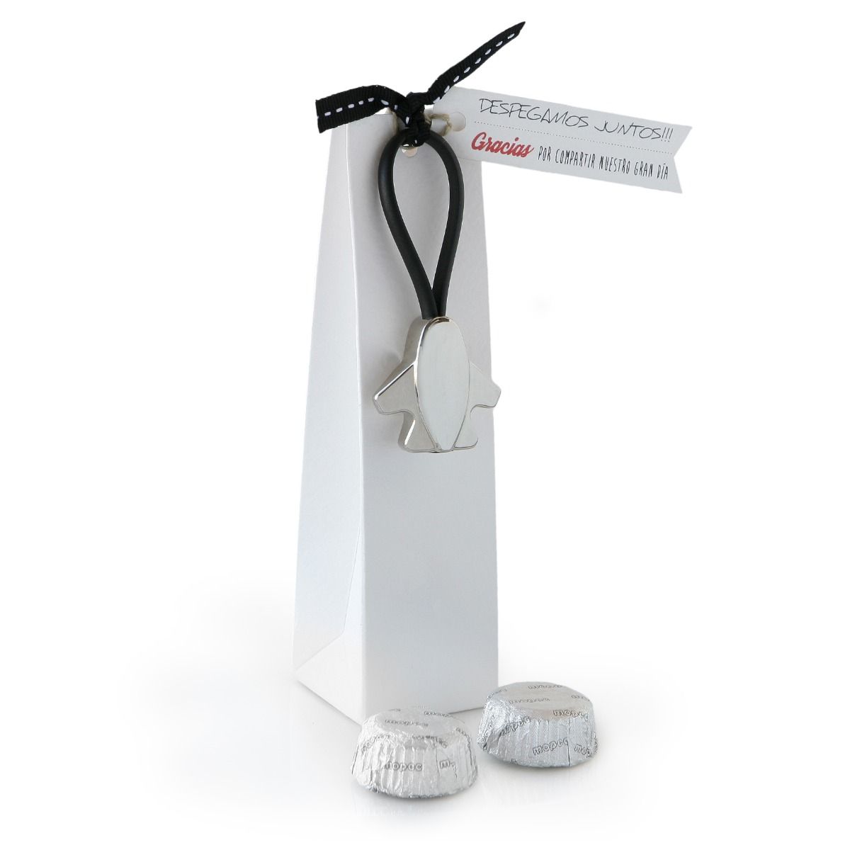 Llavero avión correa pespunte marrón estuche y 2 torinos