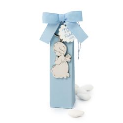 Llavero metal Angel en estuche azul 5 peladillas chocolate
