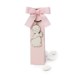 Llavero metal Angel en estuche rosa 5 peladillas chocolate