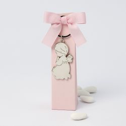 Llavero metal Angel en estuche rosa 5 peladillas chocolate