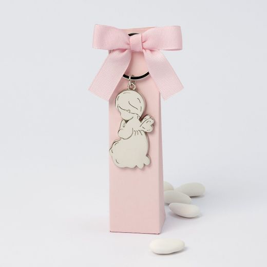 Llavero metal Angel en estuche rosa 5 peladillas chocolate