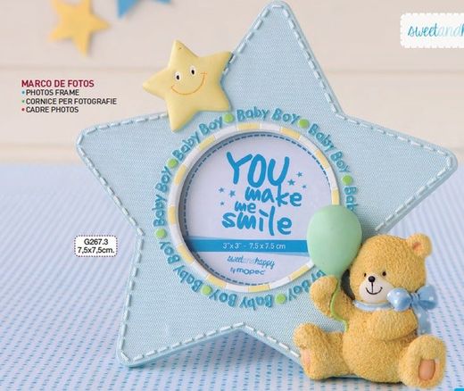Cadre Photo 19cm Etoile Bleue Et Ours En Peluche