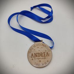 Medalla de madera al mejor profe personalizada dos caras