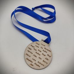 Medalla de madera al mejor profe personalizada dos caras