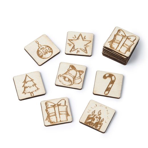 Memory Navideño set 14 fichas de madera + Tarjeta F.Navidad