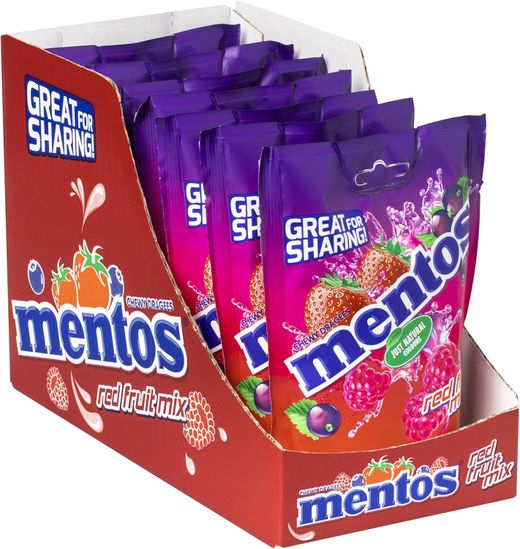Mentos Red Fruit Mix, Caramelle Masticabili con Succo di Frutta – Bustine da 160 grammi