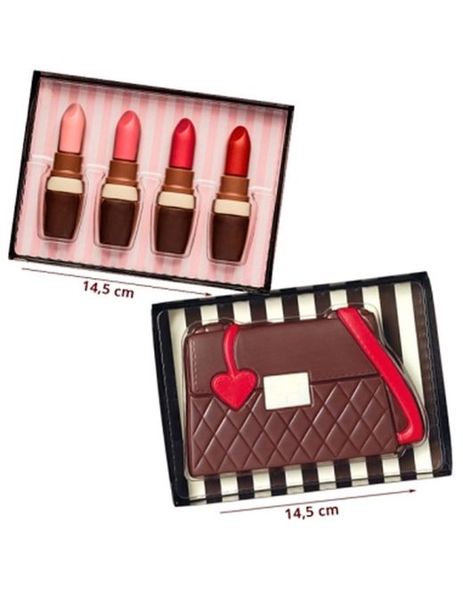 Mona Pascua de chocolate 4 Pintalabios (55 gramos) y 4 Bolsos chocolate (70 gramos). Surtido