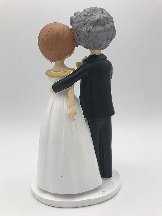 Novios Bodas de Oro Copas Doradas Con Pelo Moreno